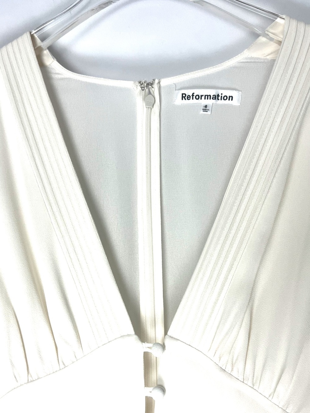 Reformation Ginny Midi Dress Lace Trim Inset Sz 6 Cocktail Wedding Bridal - Picture 14 of 16